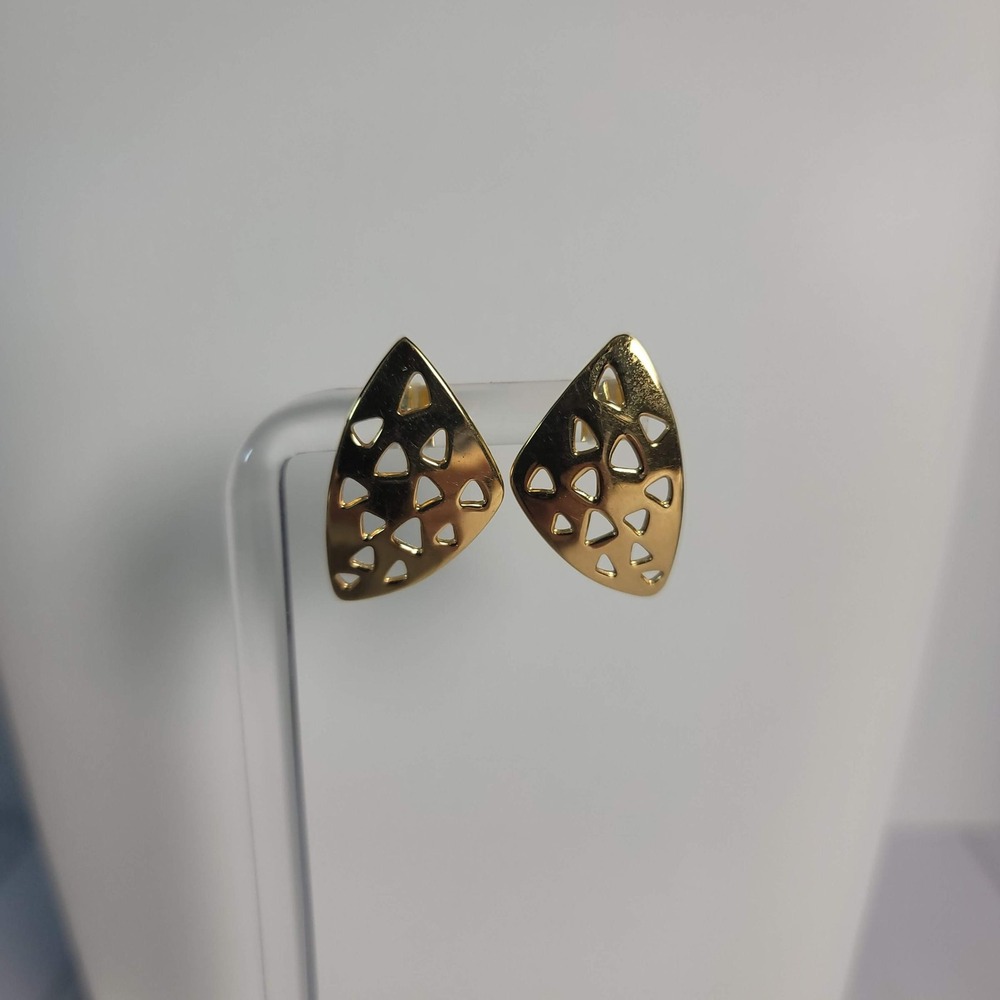 Monet Vintage Gold Tone‎ Geometric Triangle Cutout Shield Stud Earrings Womens